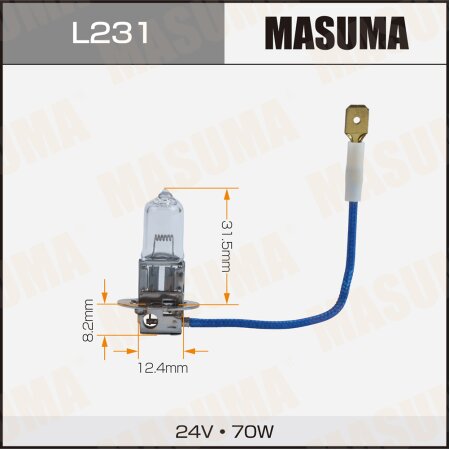 Лампа галогенная Masuma CLEARGLOW H3 24v 70W (3000K), L231