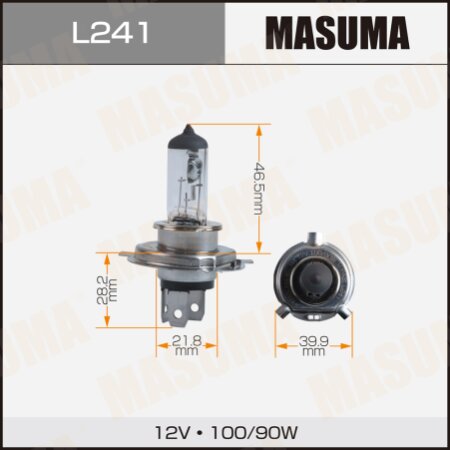 Лампа галогенная Masuma CLEARGLOW H4 12v 100/90W (3000K), L241