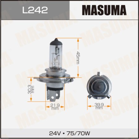 Лампа галогенная Masuma CLEARGLOW H4 24v 75/70W (3000K), L242