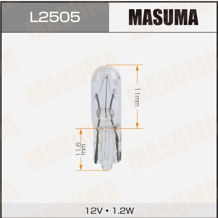 Лампа Masuma W1,2W (W2x4,6d, T5) 12V 1,2W, L2505