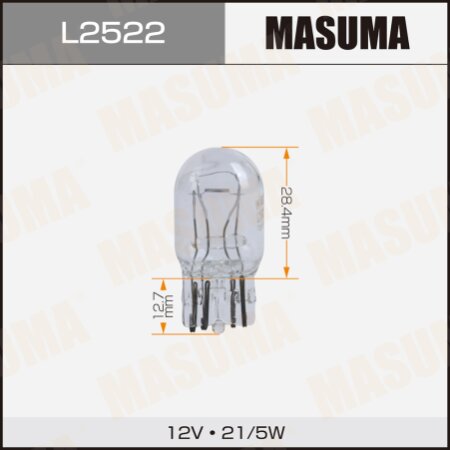 Лампа Masuma W21/5W (W3x16q, T20) 12V 21/5W двухконтактная, L2522