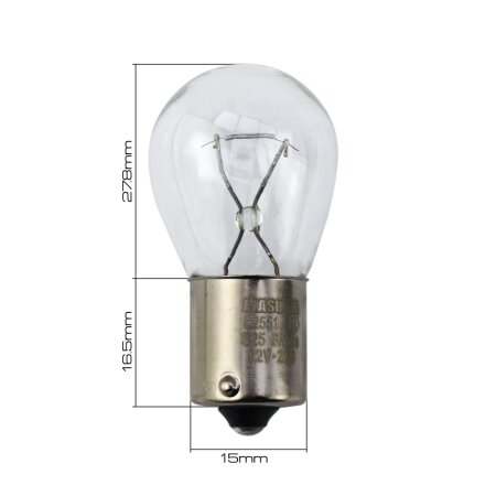 Bulb Masuma P21W (BA15s, S25) 12V 21W single pin, L2551