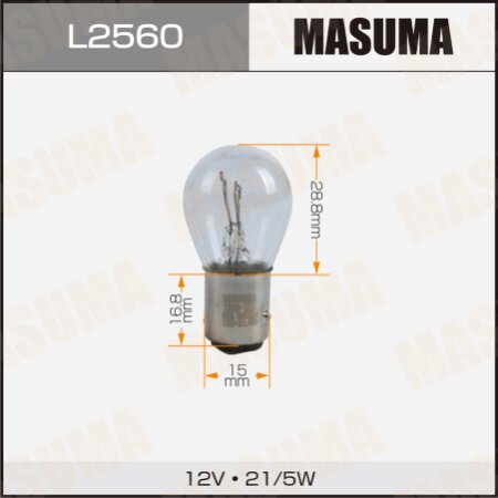 Лампа Masuma P21/5W (BAY15d, S25) 12V 21/5W BAY15d двухконтактная, L2560