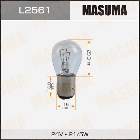 Лампа Masuma P21/5W (BAY15d, S25) 24V 21/5W BAY15d двухконтактная, L2561