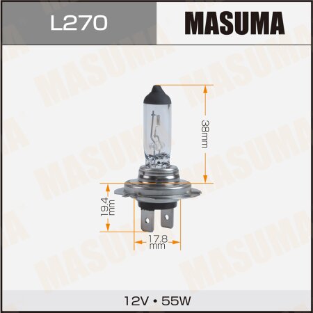 Лампа галогенная Masuma CLEARGLOW H7 12v 55W (3000K), L270