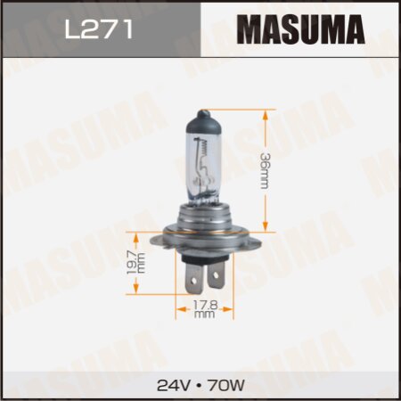 Лампа галогенная Masuma CLEARGLOW H7 24v 70W (3000K), L271