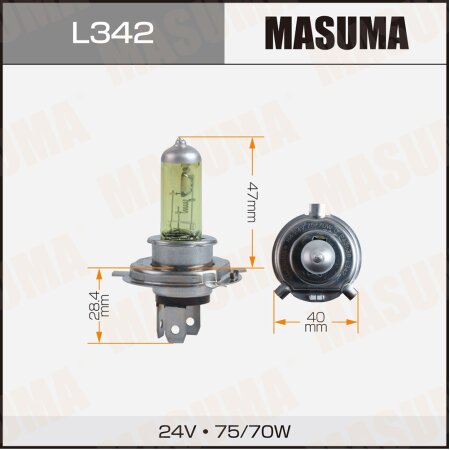 Лампа галогенная Masuma YELLOW H4 24v 75/70W (2800k), L342