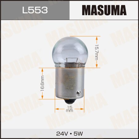 Лампа Masuma R5W (BA15s, G18) 24V 5W одноконтактная, L553