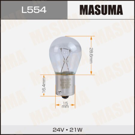 Лампа Masuma P21W (BA15s, S25) 24V 21W одноконтактная, L554