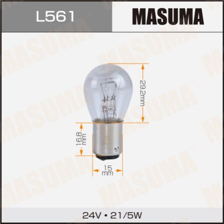 Лампа Masuma P21/5W (BAY15d, S25) 24V 21/5W BAY15d двухконтактная, L561