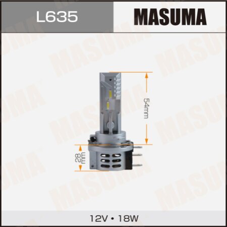 Лампы светодиодные Masuma LED H15 5/18W 6000K 3000Lm PGJ23t-1, L635