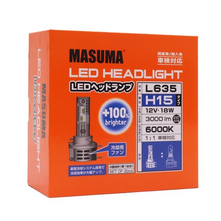 Лампы светодиодные Masuma LED H15 5/18W 6000K 3000Lm PGJ23t-1, L635