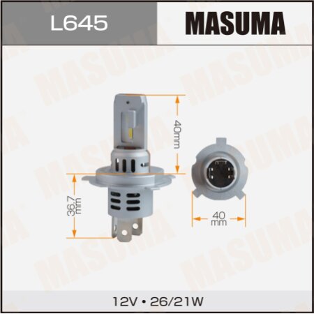 Лампы светодиодные Masuma LED H4 26/21W 6000K 4000Lm/5000Lm P43T, L645