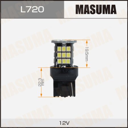 Лампы Masuma W21W (W3x16d, T20) 12V 21W (LED) одноконтактные, L720