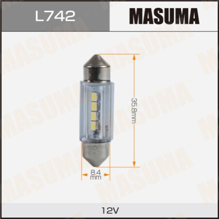 Лампы Masuma Festoon C10W (SV8,5, T10x37) 12V 10W (LED), L742