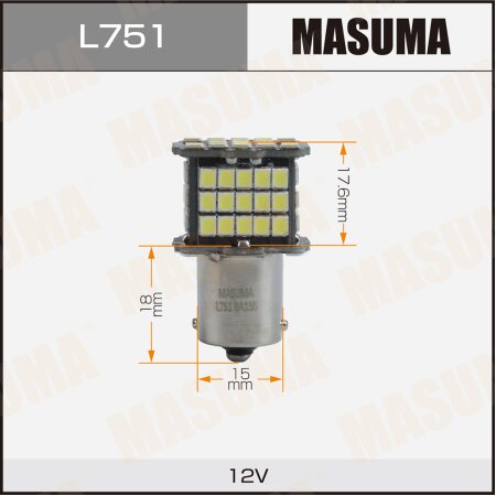 Лампы Masuma P21W (BA15s, S25) 12V 21W (LED) одноконтактные, L751