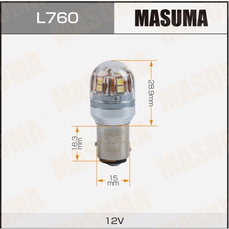 Лампа светодиодная Masuma P21/5W (BAY15d, S25) 12V 21/5W BAY15d (LED) двухконтактные, L760