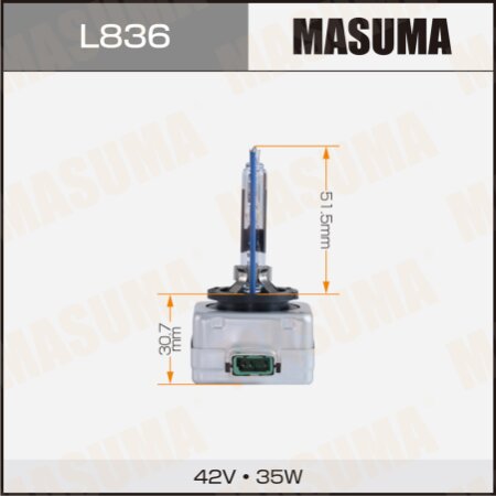 Лампа ксеноновая Masuma COOL WHITE GRADE D3R PK32d-6 42V 35W 6000K, L836