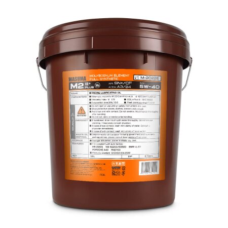 Масло моторное MASUMA 5W40 M2 SN+/CF/A3B4 универсальное, синтетика 18л, M-2022E