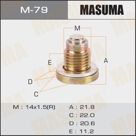 Болт (пробка) маслосливной Masuma с магнитом M14x1.5, M-79