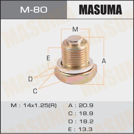 Болт (пробка) маслосливной Masuma с магнитом M14x1.25, M-80