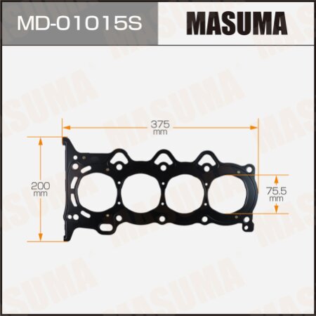 Трехслойная прокладка ГБЦ (металл-эластомер) Masuma толщина 0,75 мм, MD-01015S