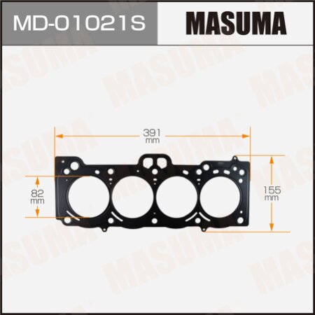 Двухслойная прокладка ГБЦ (металл-эластомер) Masuma толщина 0,45мм, MD-01021S