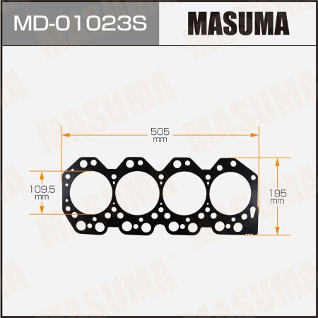 Трехслойная прокладка ГБЦ (металл-эластомер) Masuma толщина 1,10мм, MD-01023S