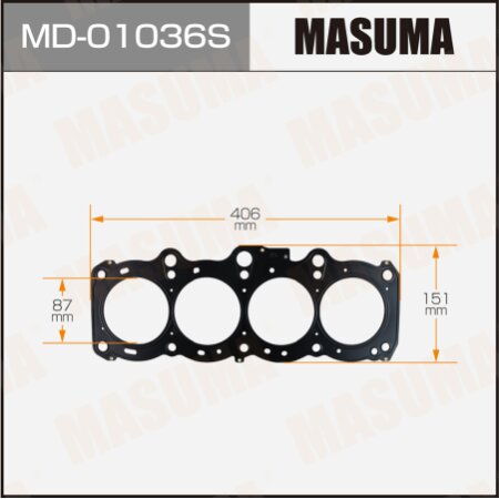 Трехслойная прокладка ГБЦ (металл-эластомер) Masuma толщина 1,25мм, MD-01036S