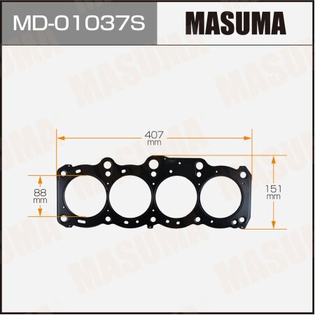 Трехслойная прокладка ГБЦ (металл-эластомер) Masuma толщина 1,25мм, MD-01037S