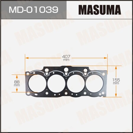 Прокладка ГБЦ (графит-эластомер) Masuma толщина 1,60 мм, MD-01039