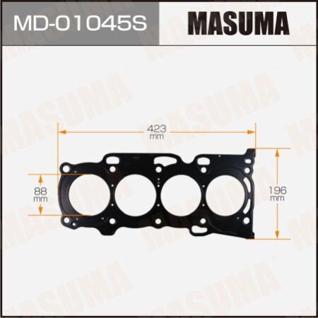 Двухслойная прокладка ГБЦ (металл-эластомер) Masuma толщина 0,60мм, MD-01045S