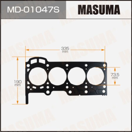 Однослойная прокладка ГБЦ (металл-эластомер) Masuma толщина 0,60мм, MD-01047S