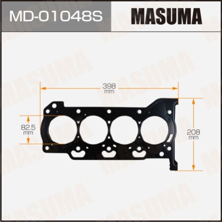 Трехслойная прокладка ГБЦ (металл-эластомер) Masuma толщина 1,50мм, MD-01048S