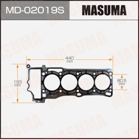 Двухслойная прокладка ГБЦ (металл-эластомер) Masuma толщина 0,50мм, MD-02019S