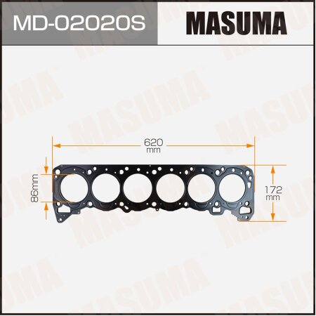 Четырехслойная прокладка ГБЦ (металл-эластомер) Masuma толщина 1,45мм, MD-02020S