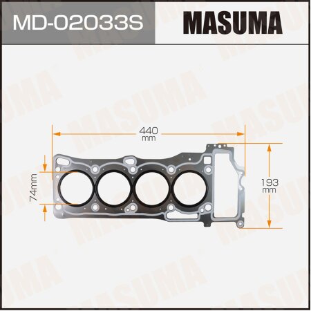 Двухслойная прокладка ГБЦ (металл-эластомер) Masuma толщина 0,50мм, MD-02033S