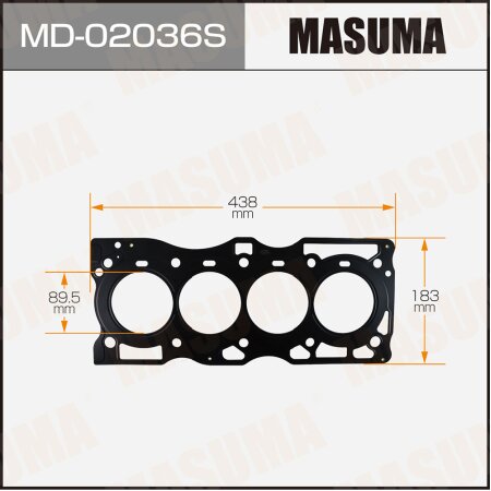 Трехслойная прокладка ГБЦ (металл-эластомер) Masuma толщина 0,60мм, MD-02036S