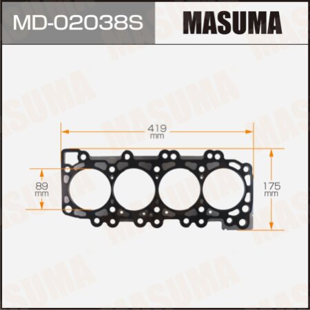 Трехслойная прокладка ГБЦ (металл-эластомер) Masuma толщина 0,80мм, MD-02038S