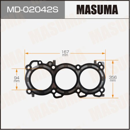Трехслойная прокладка ГБЦ (металл-эластомер) Masuma толщина 1,60мм, MD-02042S