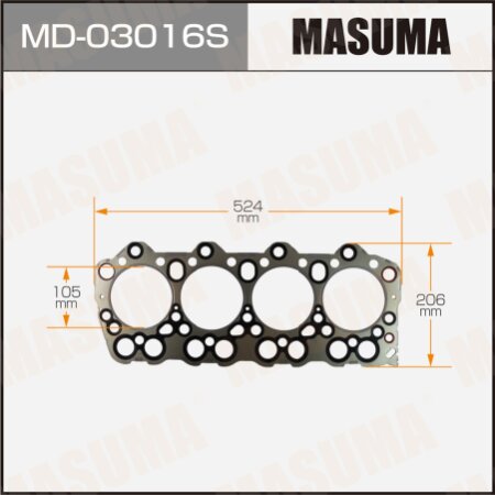 Пятислойная прокладка ГБЦ (металл-эластомер) Masuma толщина 1,41мм, MD-03016S