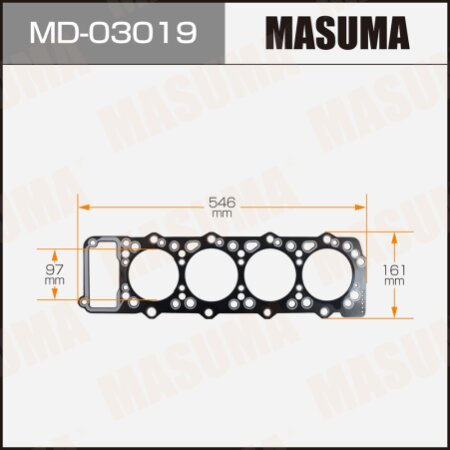 Прокладка ГБЦ (графит-эластомер) Masuma толщина 1,60 мм, MD-03019
