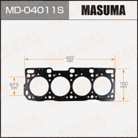 Четырехслойная прокладка ГБЦ (металл-эластомер) Masuma толщина 1,41мм, MD-04011S