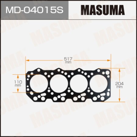 Четырехслойная прокладка ГБЦ (металл-эластомер) Masuma толщина 1,40мм, MD-04015S