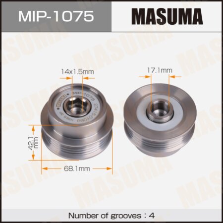 Alternator pulleys and overrunning clutches Masuma, MIP-1075