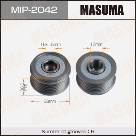 Обгонная муфта генератора Masuma, MIP-2042