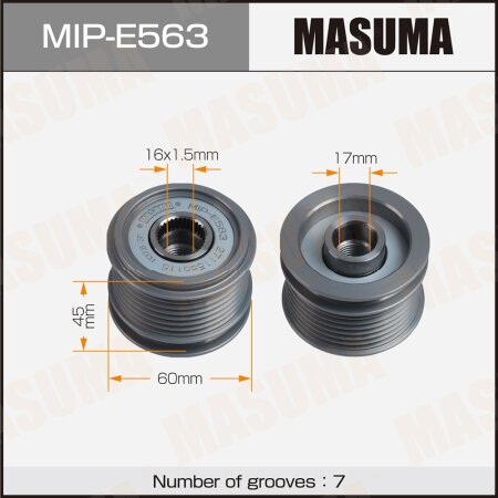Обгонная муфта генератора Masuma, MIP-E563