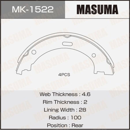 Колодки тормозные барабанные Masuma, MK-1522