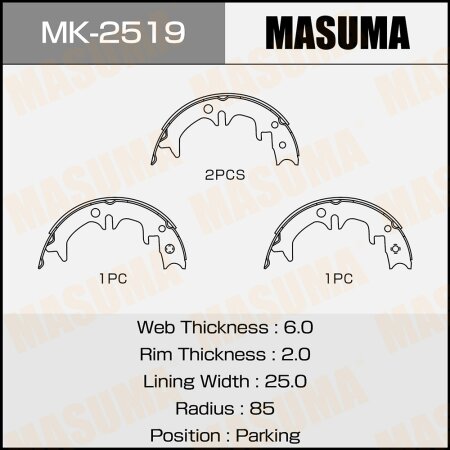 Колодки тормозные барабанные Masuma, MK-2519