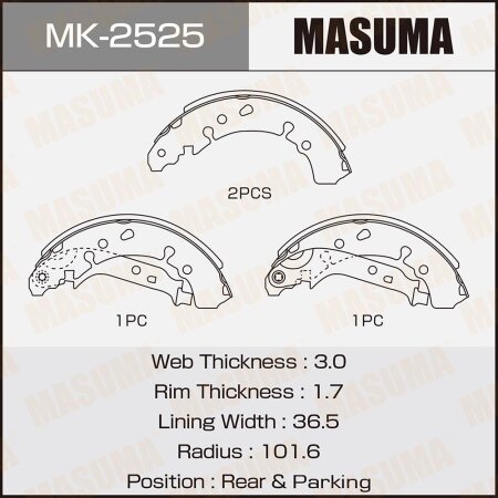 Brake shoes Masuma, MK-2525